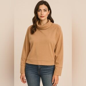 Kyodan Women’s Camel Cowl Neck Long Sleeve Top – Soft Knit Pullover – Size XXL